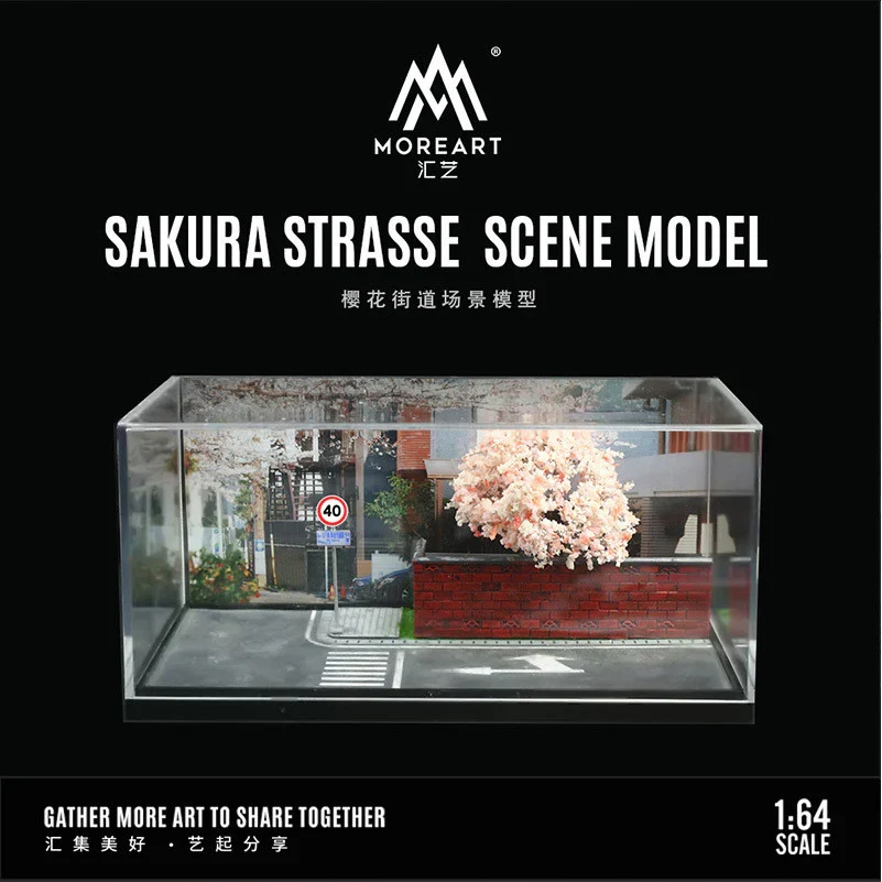 Sakura Strasse Scene Car Model Diecasts Parking Lot Diorama Car Street - MoreArt 1:64