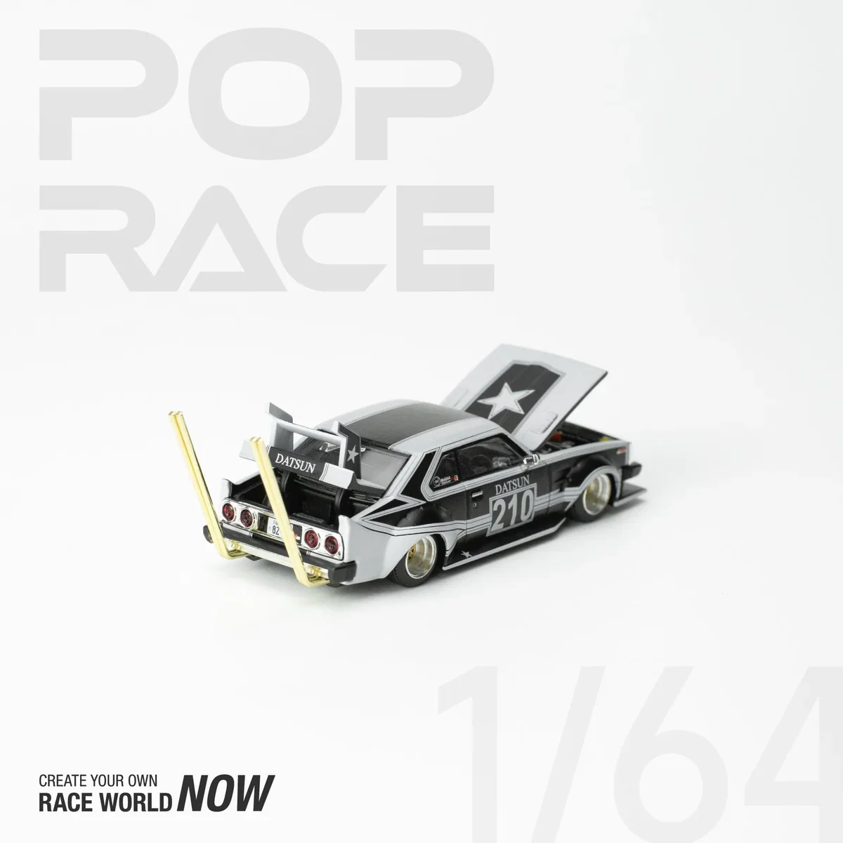 Skyline C210 Kaido Racer Bosozoku Style Matt Black Pop Race 1:64 Scale - Image 3