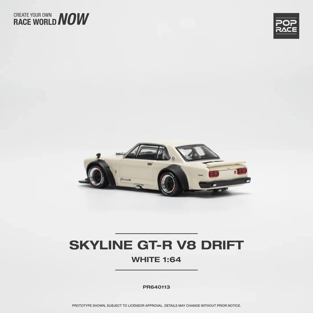SKYLINE GT-R V8 DRIFT (HAKOSUKA) - WHITE PR640113 POPRACE 1:64 - Image 5