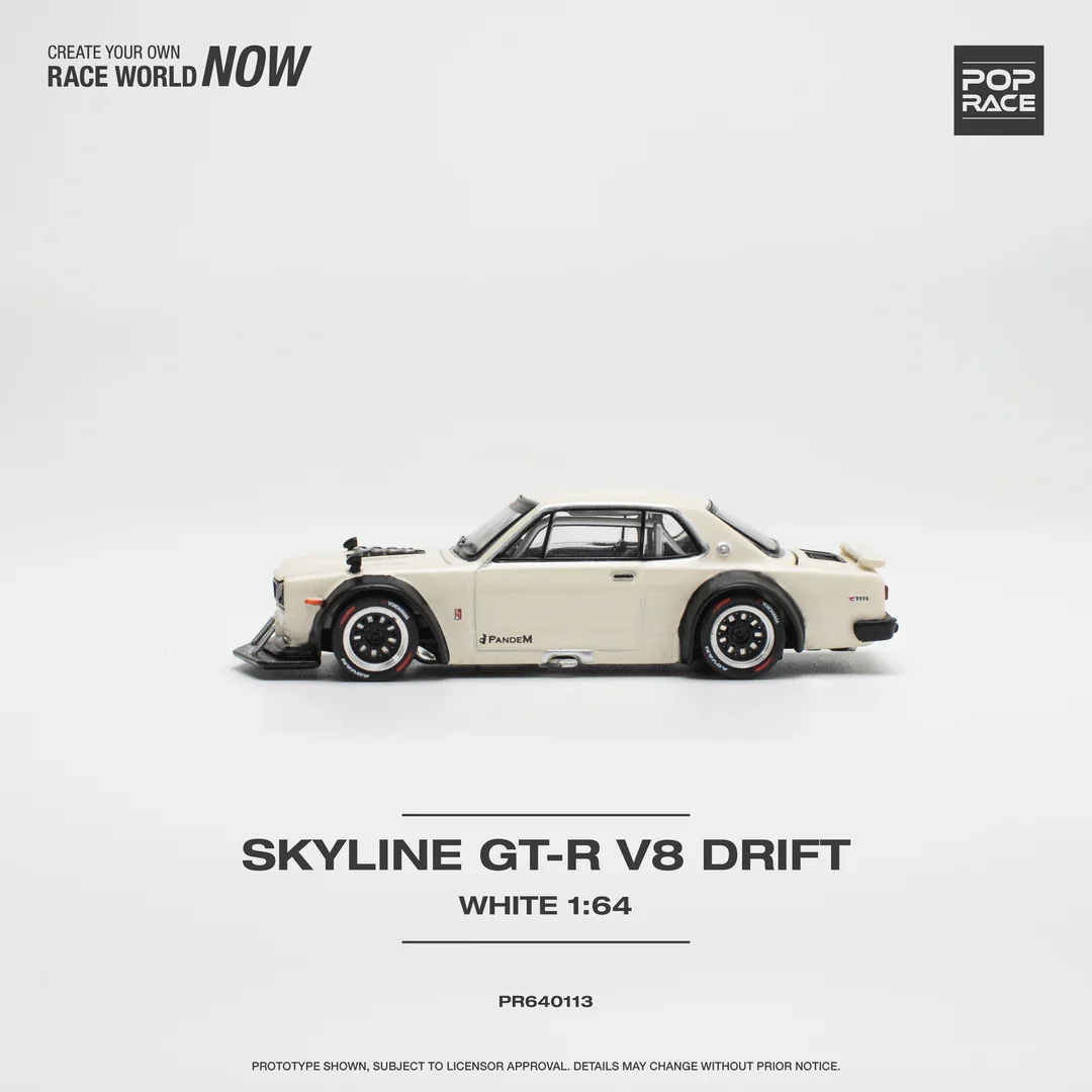 SKYLINE GT-R V8 DRIFT (HAKOSUKA) - WHITE PR640113 POPRACE 1:64 - Image 6
