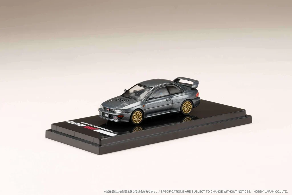 SUBARU IMPREZA 22B STI (GC8) W/EJ22 ENGINE DISPLAY (GREY) HOBBY JAPAN 1:64 - Image 3