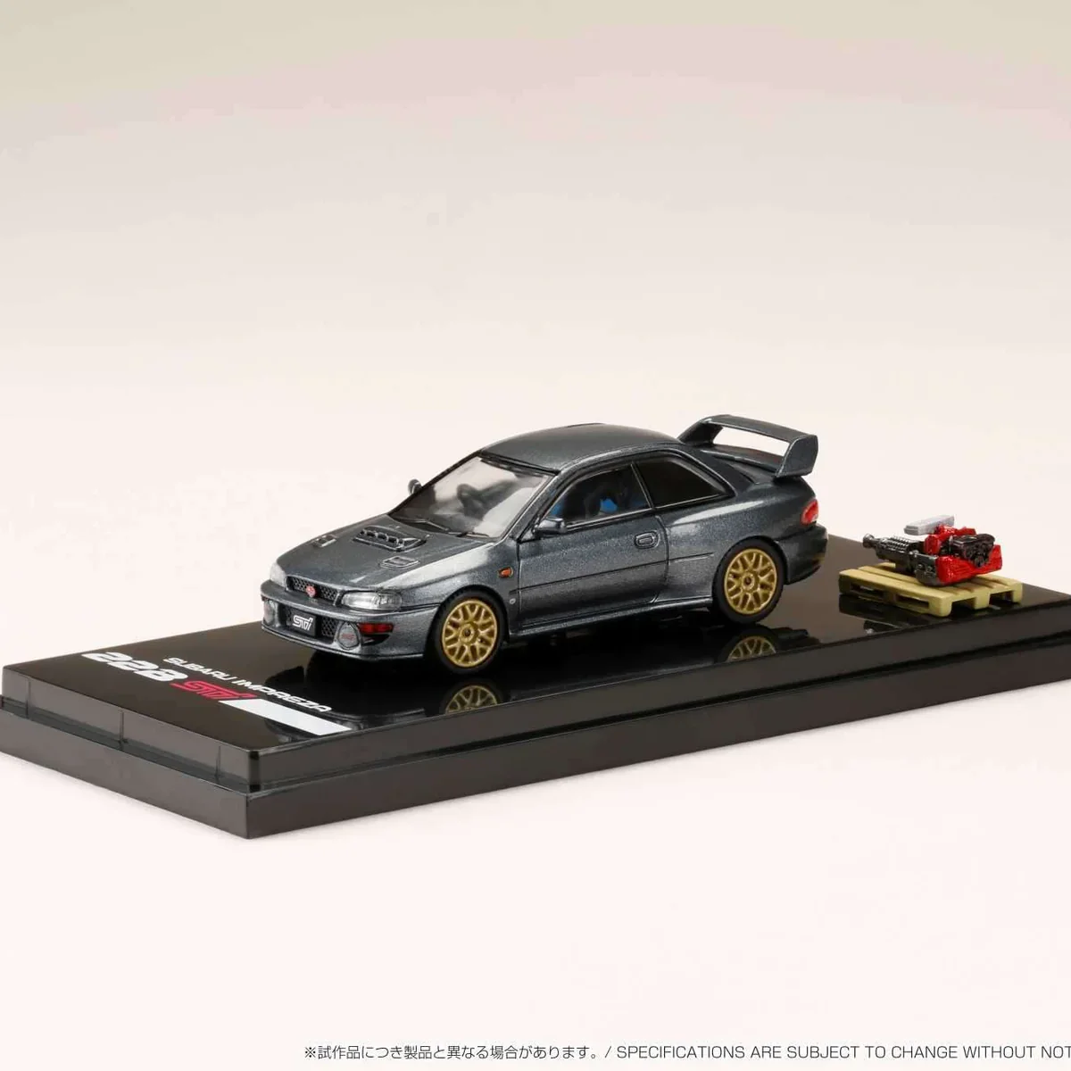 SUBARU IMPREZA 22B STI VERSION (GC8) W/ EJ ENGINE DISPLAY GRAY METALLIC HOBBY JAPAN 1:64 - Image 2