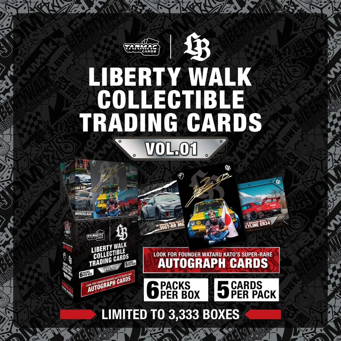 Tarmac Liberty Walk Collectible Trading Cards Vol. 1 - LIMITED 3333 boxes Worldwide
