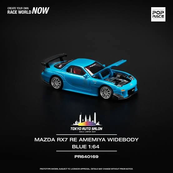 Tokyo Auto Salon KL 2024 Mazda RX7 RE Amemiya Widebody Blue PR640169 POP RACE
