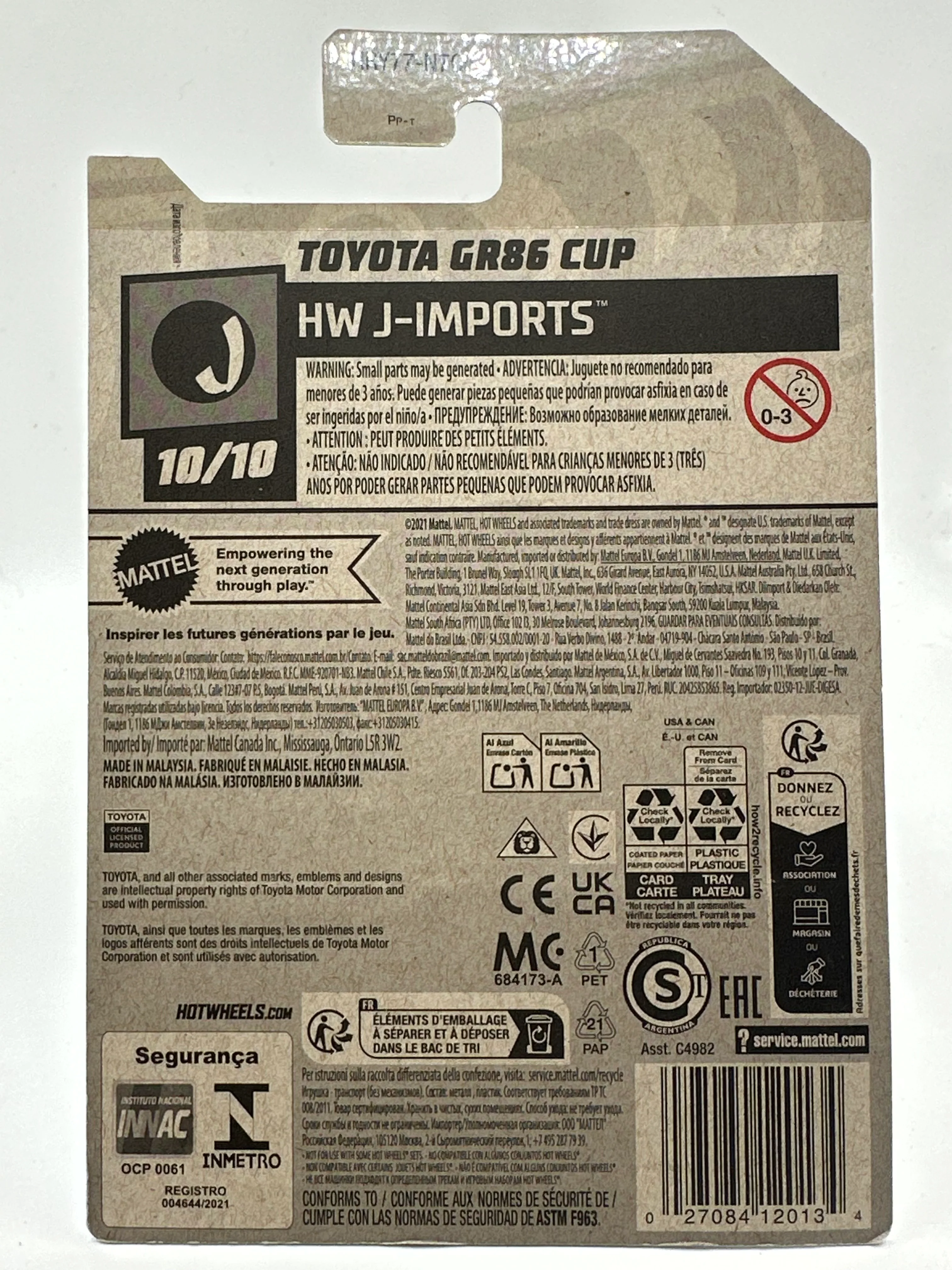 Toyota GR86 Cup HW J-imports 10/10 Hotwheels Mainline 203/250 - Image 2