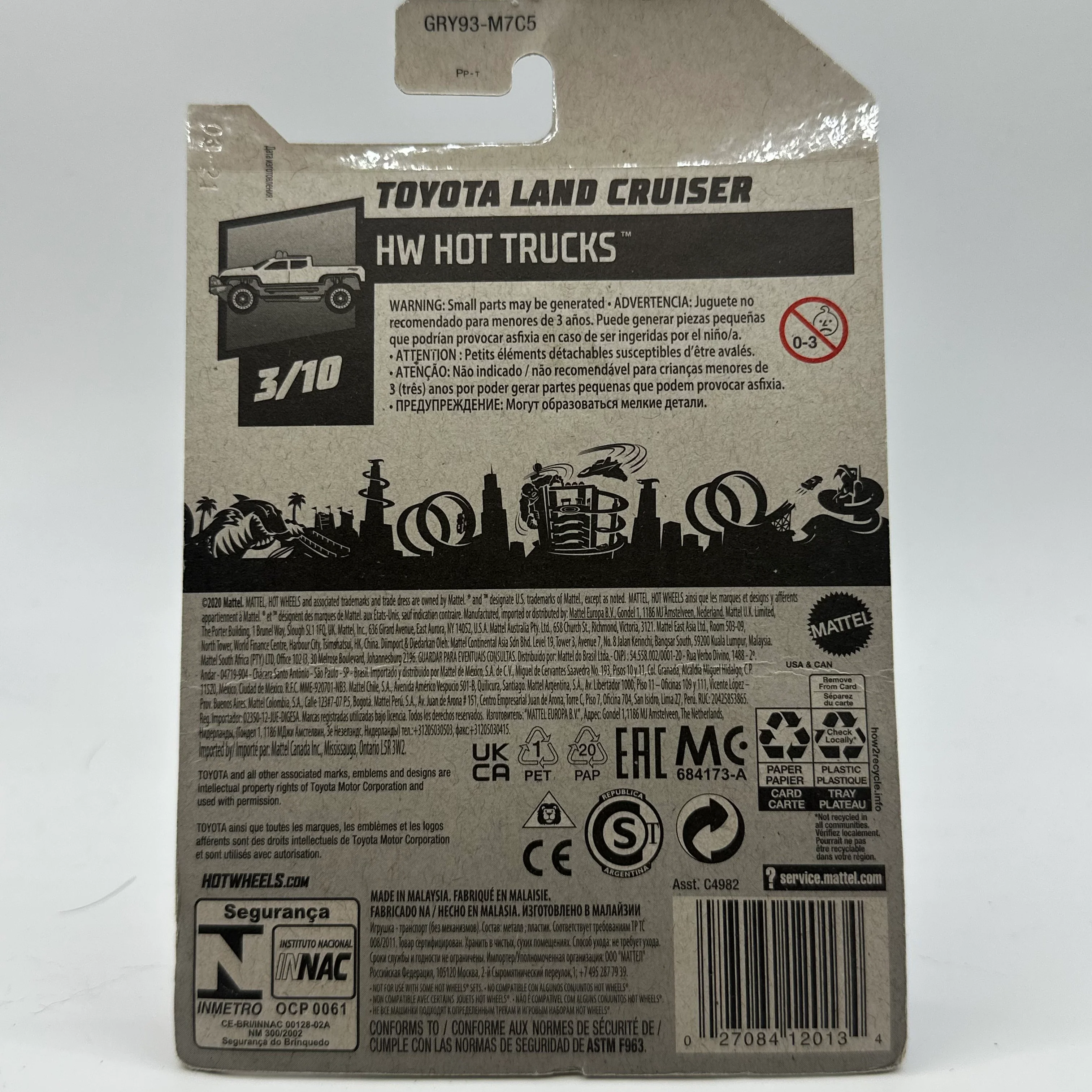 Toyota Land Cruiser - HW Hot Trucks 3/10 Hotwheels Mainline 202/250 *Creased hook* - Image 2