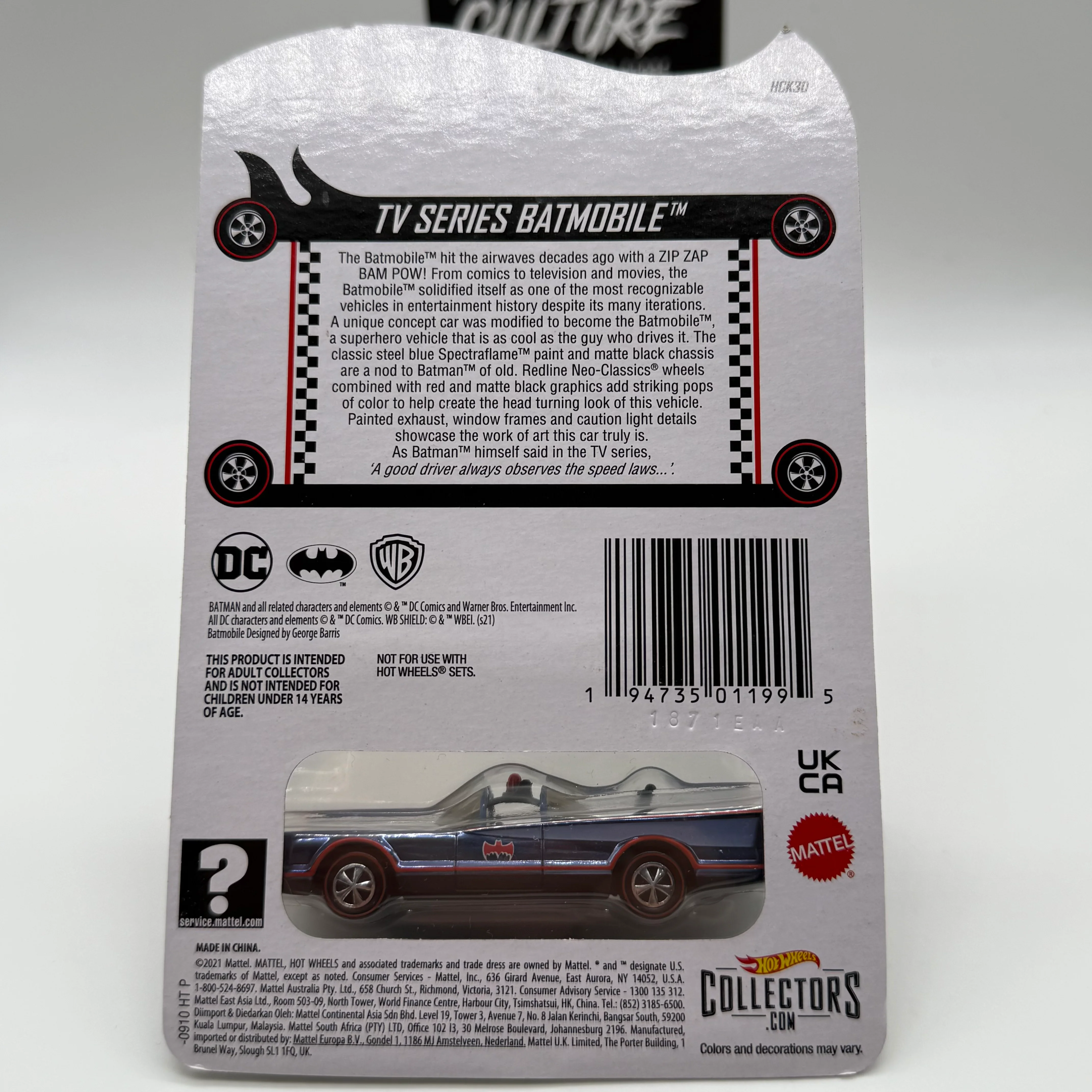 TV Series Batmobile 2021 Hotwheels RLC Red Line Club - Image 2