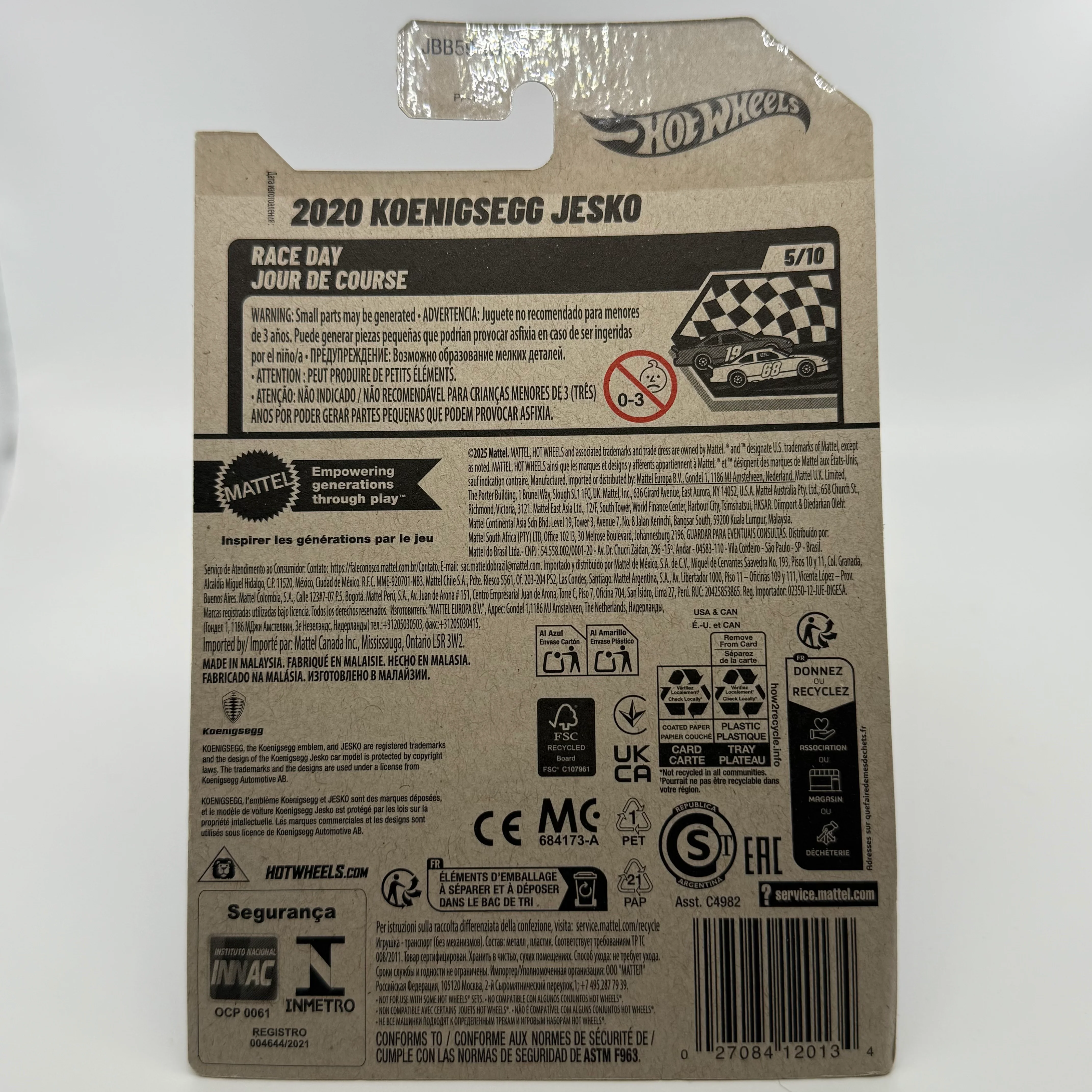 2020 Koenisegg Jesko - Race Day 5/10 Hotwheels Mainline 125/250 - Image 2