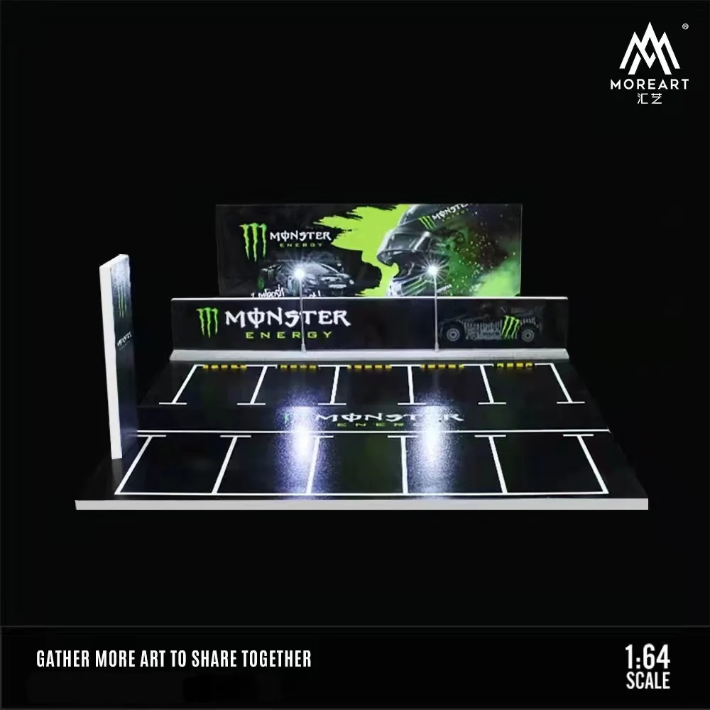 MONSTER Parking Lot Scene (moclaw) with LED LIGHTS Morearts 1:64 Scale