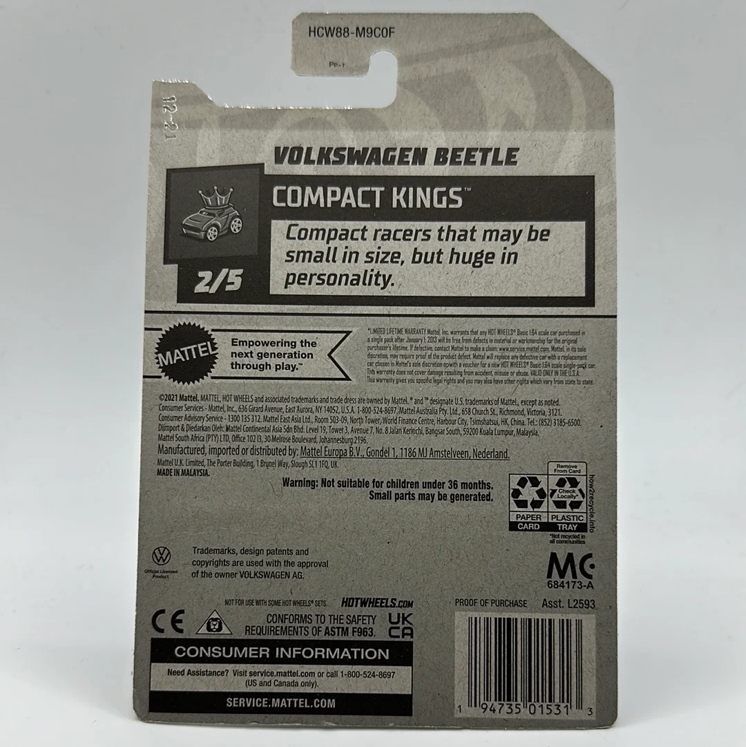 Volkswagen Beetle Compact Kings 2/5 Hotwheels 42/250 Mainline - Image 2